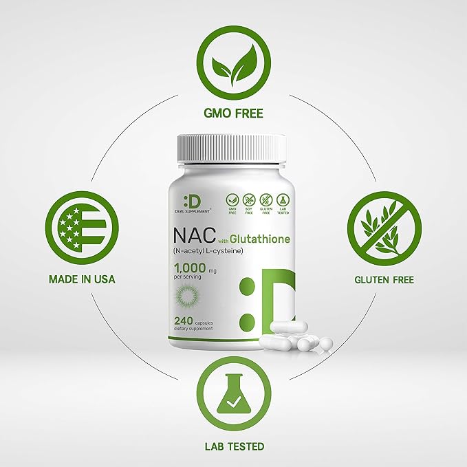 2 Pack NAC Supplement (N-Acetyl Cysteine) 1,000mg Serving with Reduced Glutathione, 480 Capsules