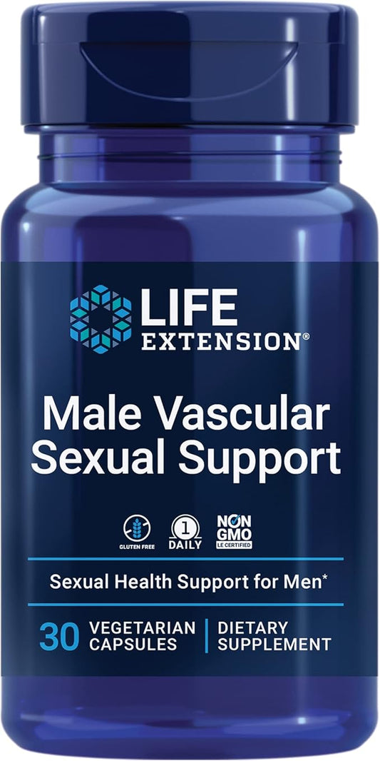 Life Extension Male Vascular Sexual Health Support -Hormone-Free Black Ginger Extract Supplement for Men – One Daily, Gluten-Free, Vegetarian, Non-GMO - 30 Capsules
