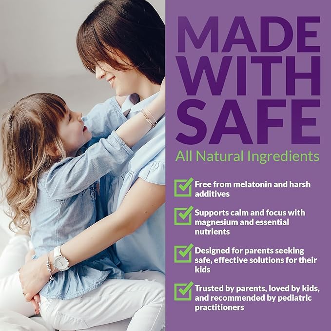 Kids Magnesium Chewables - Daily Supplement, Sugar-Free & Melatonin-Free, Supports a Healthy Stress Response & Focus, Fast-Absorbing Magnesium with L-Theanine, Mixed Fruit Flavor,
