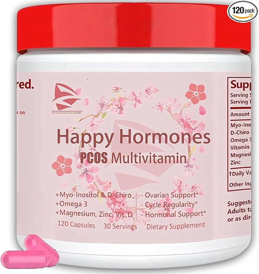 New Upgrade PCOS Multivitamin,2024 Happy Hormones,Hormone Balance for Women-Cycle Support Supplements-Menopause and Mood Support Supplement PMS Support for Women (1)