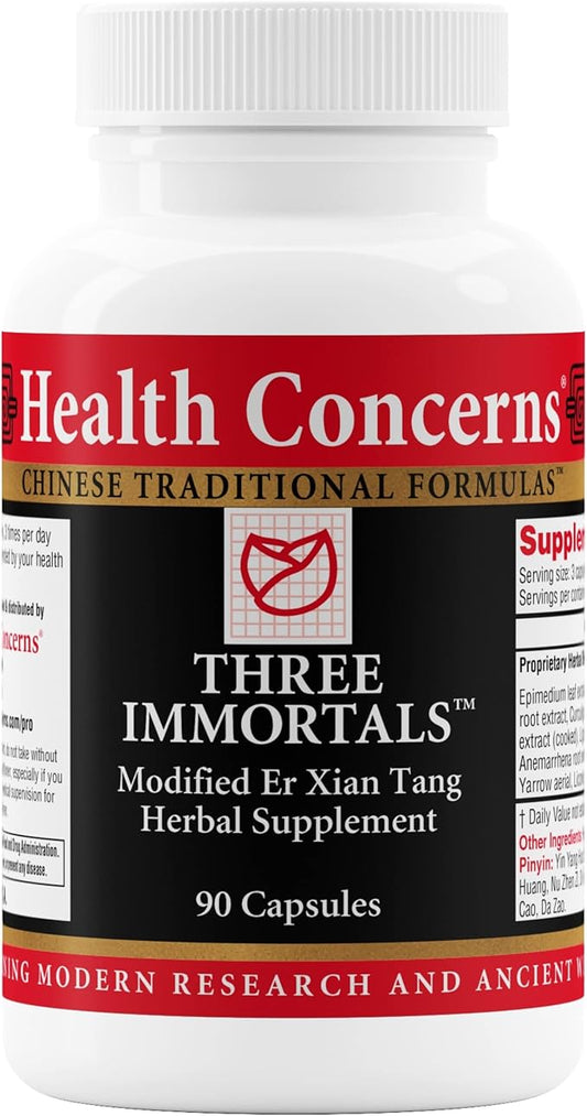 Health Concerns Three Immortals - Menopause Support Supplement - Powerful Relief for Hot Flashes, Hormone Imbalance & Night Sweats - Dong Quai, Epimedium, Morinda, Rehmannia & Lycium - 60 Capsules