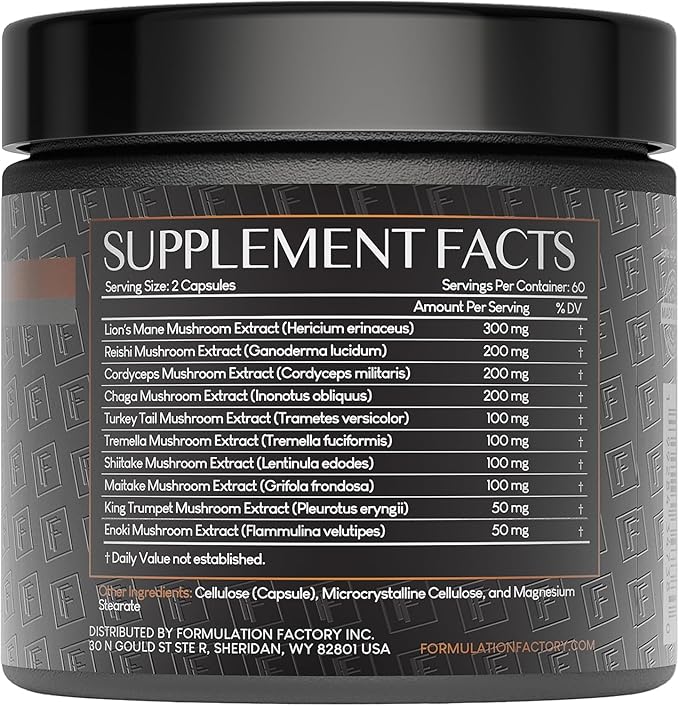 Shroom Vroom 10-in-1 Mushroom Supplement, Lion’s Mane, Reishi, Cordyceps, Chaga, Turkey Tail, Tremella, Shiitake, Maitake, Cognition, Immune, Energy, Vitality, Focus, Brain