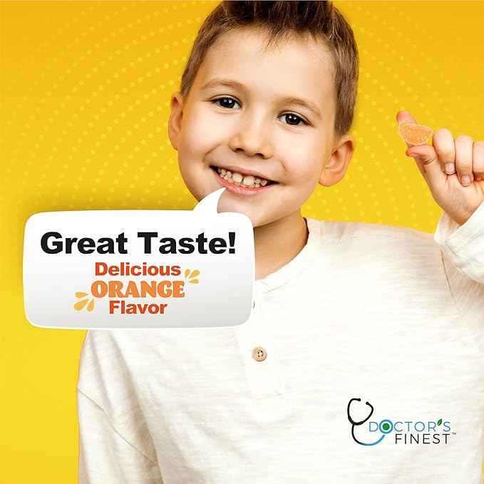 Doctors Finest Vitamin C Gummies for Kids – Vegan, GMO Free & Gluten Free – Great Tasting Orange Flavor Pectin Chews – Kids Dietary Supplement – 250mg of Vitamin C – 90 Jellies [45 Doses]