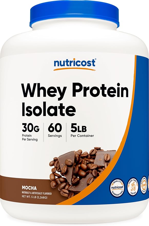 Nutricost Whey Protein Isolate (Mocha) 5LBS - Gluten Free & Non-GMO
