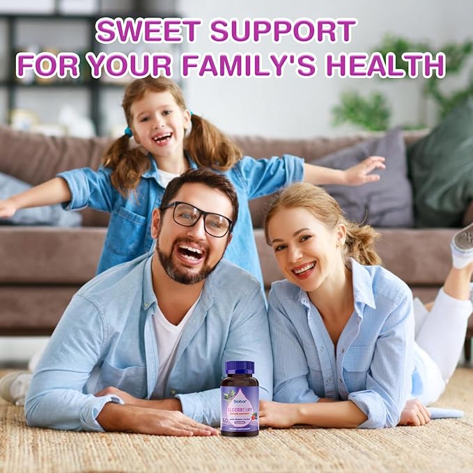 Natural Black Elderberry Gummies, Elderberry Fruit Extract with Vitamin C and Zinc, Herbal ElderCraft® Gummies Daily Immune Support for Kids and Adults, GMO Free, Gluten Free, 60 Count