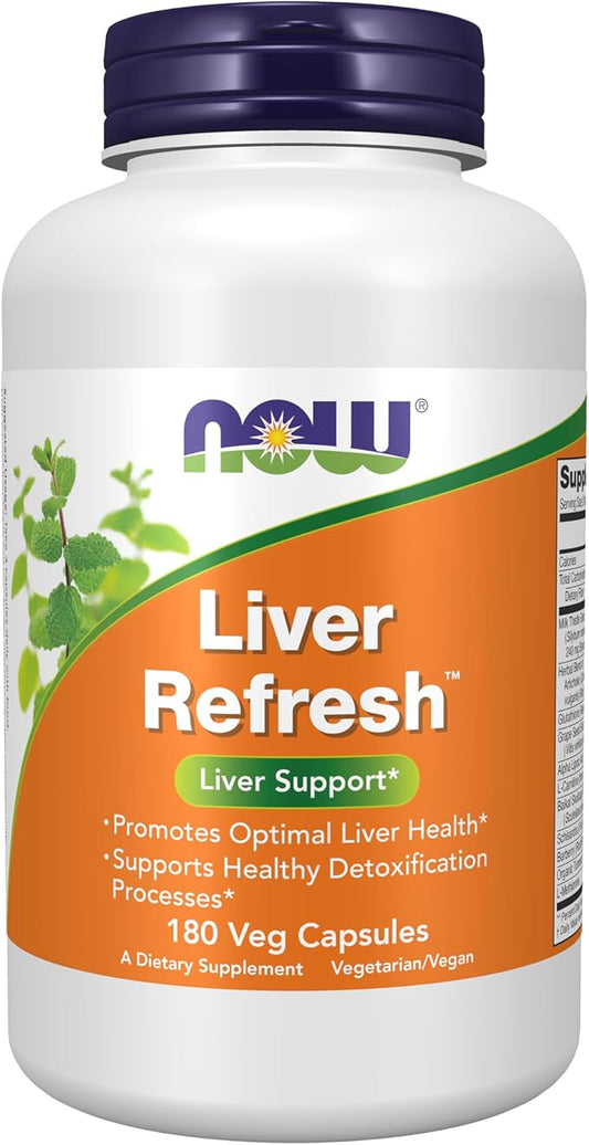 NOW Foods Supplements, Liver Refresh™ with Milk Thistle Extract and unique Herb-Enzyme blend, 180 Veg Capsules