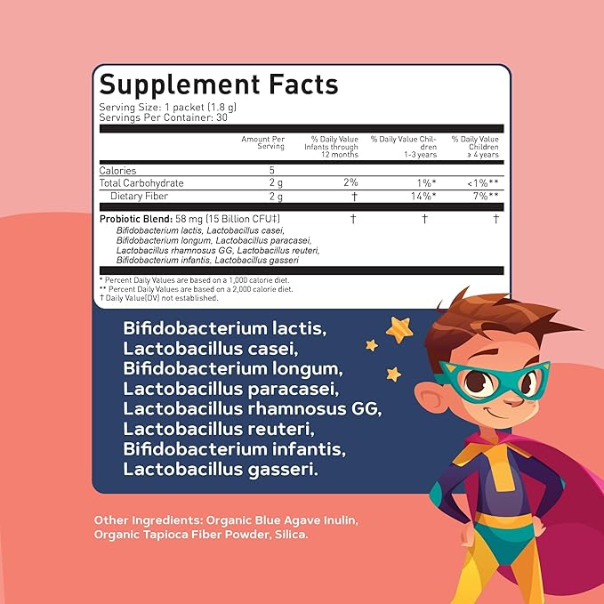 LOVEBUG Award Winning Probiotics | Constipation & Stomach Discomfort | Softer Bowel Movements | Easy-to-Take Powder | Ages 12 Months to 4 Years | 30 Packets