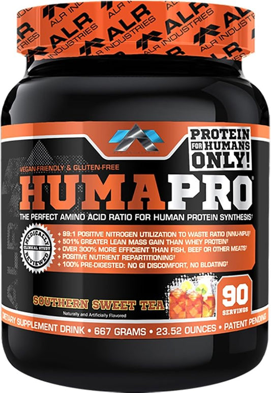 Humapro | Amino Acids Protein Matrix for Humans | 99% Utilization for Lean Muscle | Vegan, Gluten Free | 667g / 90 Servings (Southern Sweet Tea)