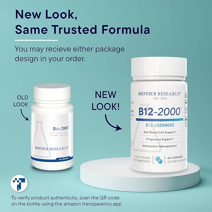 Biotics Research B12-2000™ Vitamin B12 2000 mcg, B6, Folate–B12 Sublingual Lozenges, Methylation Support Supplement, High Potency, Highly Absorbable, Natural, Berry Flavor, Dissolves Easily–60 Count