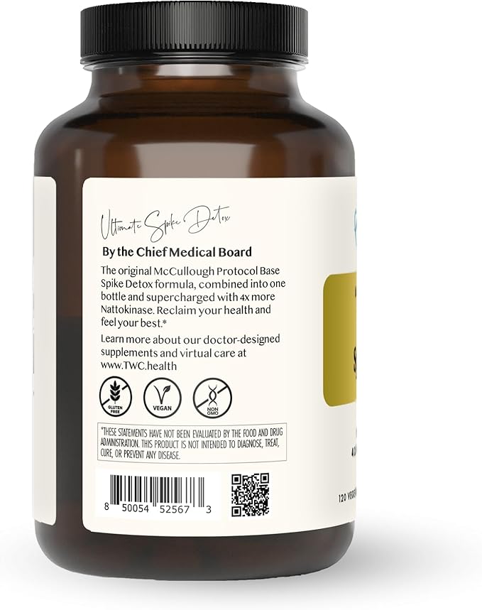 The Wellness Company Ultimate Spike Detox | 120 Capsules | 3-in-1 Formula with Nattokinase, Bromelain, and Curcumin | Non-GMO, Gluten-Free