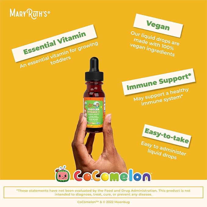 MaryRuth Organics Toddler Vitamin C Drops | USDA Organic Vitamin C Liquid Drops for Toddler | Ages 1-3 Years | Vitamin for Immune Support & Overall Health | Vegan | Non-GMO | 30 Servings
