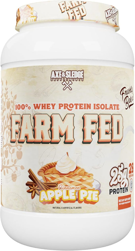 Axe & Sledge Supplements Farm Fed 100% Whey Protein Isolate with Digestive Enzymes (Cinnamon Apple Pie)