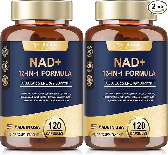 (2 Packs) NAD Supplement for Women Men with nicotinamide riboside resveratrol,Quercetin, Betaine Boost NAD+ Levels NAD Plus Supplement for Anti Aging, Energy, Immune, Focus 120 Capsules