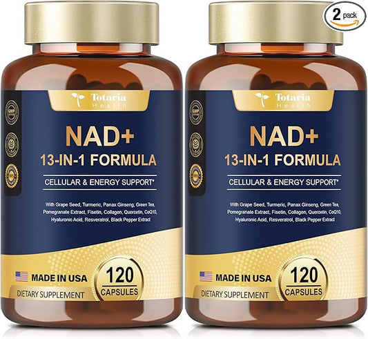 (2 Packs) NAD Supplement for Women Men with nicotinamide riboside resveratrol,Quercetin, Betaine Boost NAD+ Levels NAD Plus Supplement for Anti Aging, Energy, Immune, Focus 120 Capsules