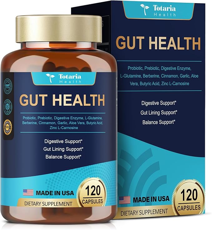 4-in-1 Gut Health Supplement with Probiotics, Prebiotics, Postbiotics & Digestive Enzymes for Women & Men, 60 Billion CFU Probiotics for Gut and Digestion, Strong Immunity, Skin (120 Capsules)