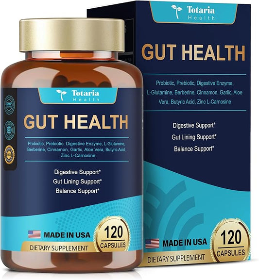 4-in-1 Gut Health Supplement with Probiotics, Prebiotics, Postbiotics & Digestive Enzymes for Women & Men, 60 Billion CFU Probiotics for Gut and Digestion, Strong Immunity, Skin (120 Capsules)