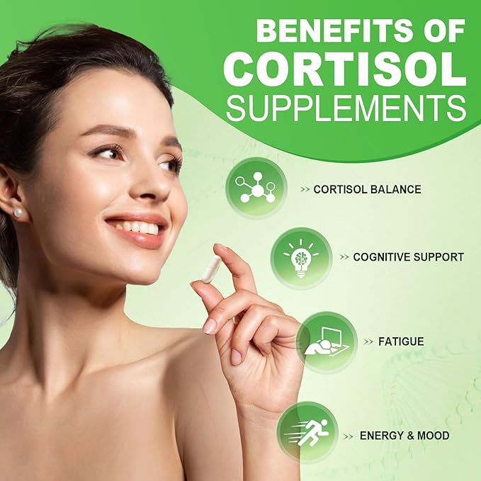 10-in-1 Cortisol Supplement with Magnesium,Ashwagandha,Rhodiola Rosea,L Theanine,Hormone Balance for Women 120 Vegan Capsules