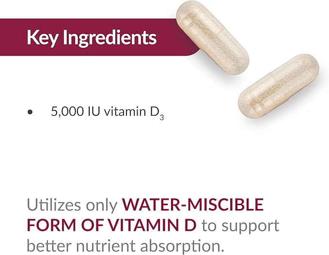 Bariatric Advantage Vitamin D3 5,000 IU - Bariatric Vitamin D - Water-Miscible - Bone Strength Support* - Vitamin D Capsule - Easy Swallow Capsule - for Bariatric Patients - 180 Count