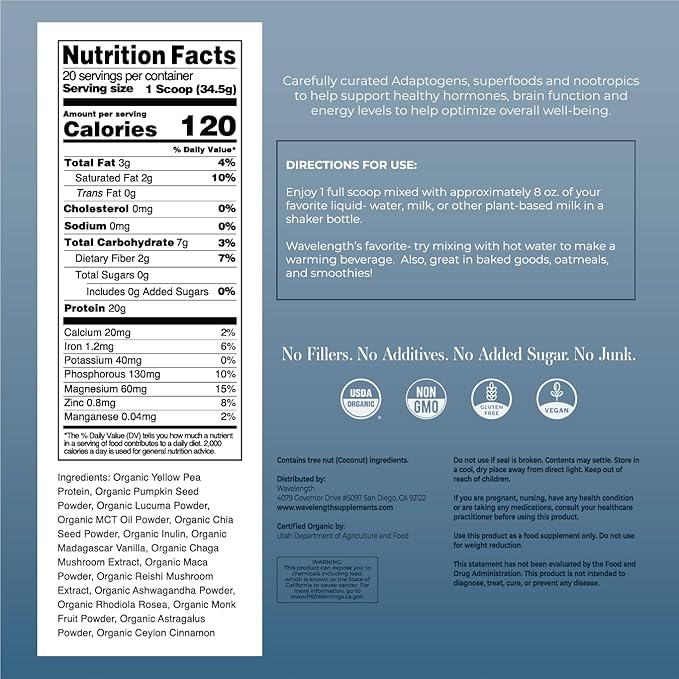 Organic Plant-Based Superfood Protein Powder! Consciously Crafted! USDA Organic, Plant-Based, Vegan, Soy-Free, Dairy Free, No Added Sugar! Chocolate or Vanilla!