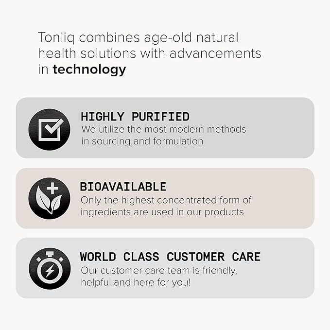 Toniiq 10,000mg 20x Concentrated Extract - Single Origin Wildcrafted Maca Root Capsules - Ultra High Strength - Highly Purified Peruvian Maca Root Powder - Black, Red and Yellow Maca Complex