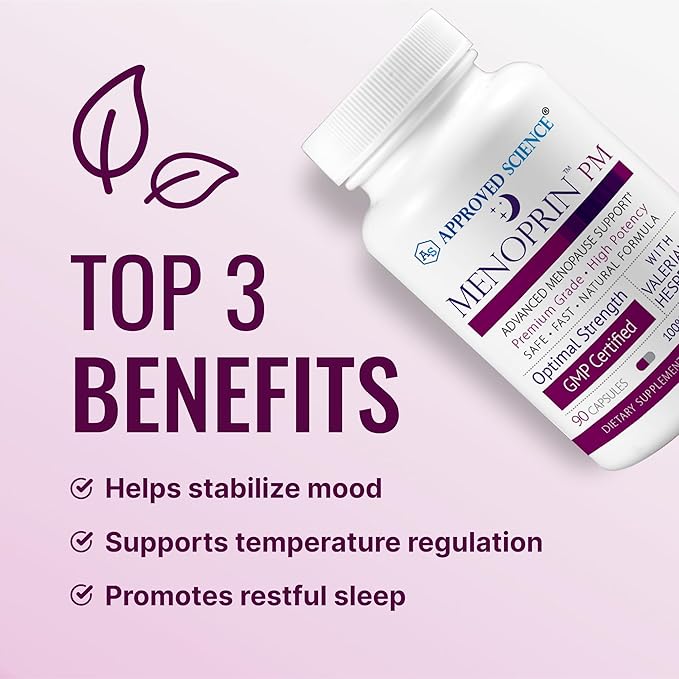 Approved Science Menoprin PM - Valerian Root, Magnesium, Melatonin - 90 Capsules - 1 Bottle - Vegan