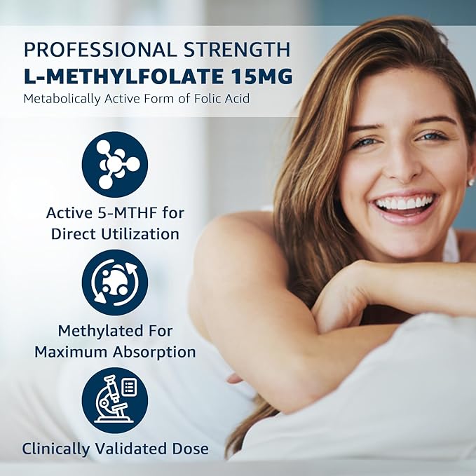 L-MethylFolate 15mg & Methyl B12 Gummies, Methylated B1, B2, B6 Multivitamins - Active 5-MTHF & High Absorption - Supports MTHFR Gene, Cognition, Homocysteine Levels, Folate Metabolism, Vegan, 60 Cts