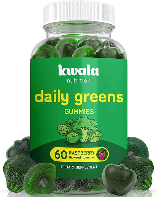 Daily Super Greens Gummies to Boost Energy | with Moringa, Spirulina, Chlorella, Veggies & More | Includes 8 Blends | for Women and Men | Vegan, Non-GMO Supplement | 60 Count