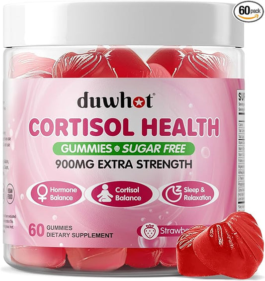 Cortisol Gummies, 15 in 1 Lower Cortisol Supplements for Women, w. Ashwagandha, Magnesium, Phosphatidylserine, Folate for Hormone Balance, Mood, Focus, Sleep Support, Sugar Free, Vegan, 60