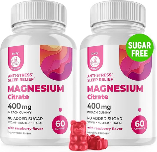 Magnesium Gummies Sugar-Free - Calm Magnesium Supplement for Children, Sugar-Free Magnesium Citrate Gummies for Kids & Adults (120 Count)