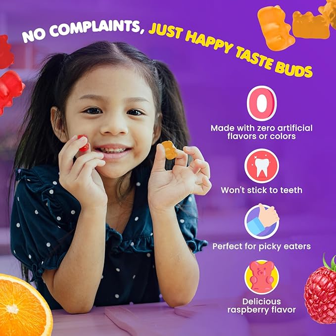 DR. MORITZ Calm Magnesium Gummies for Kids in Orange Flavor (120 Count) and Raspberry Flavor (120 Count) - Magnesium Citrate Supplements - No Sugar Added, Non-GMO