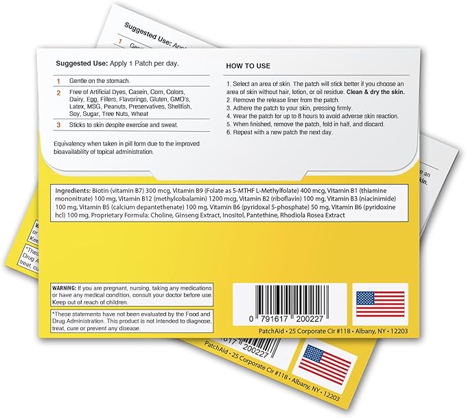 PatchAid B12 Energy Plus Topical Patch 30-Day Supply (Pack of 2)