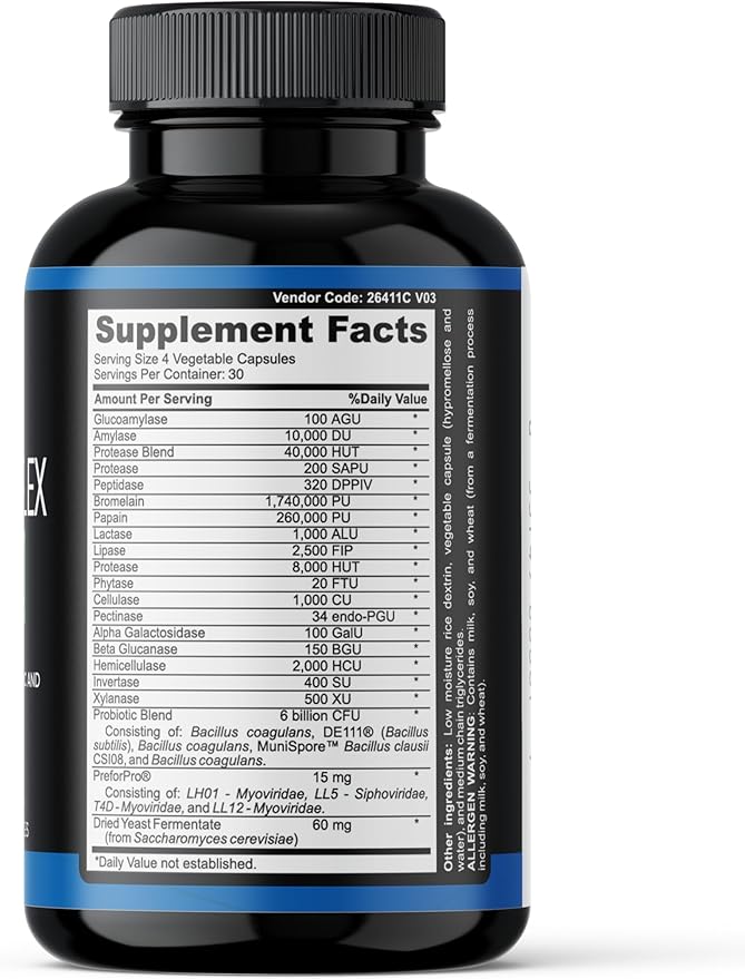 All-in-one Prebiotic Probiotic & Postbiotic for Women & Men, Gut & Digestive Support Supplement Including Digestive Enzymes 120 Capsules