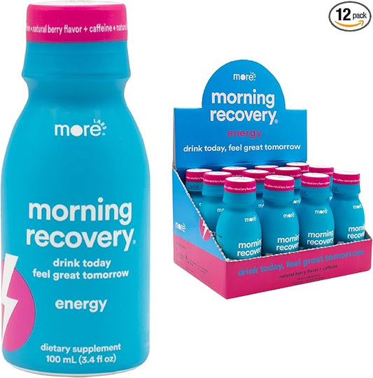 Morning Recovery, Electrolyte with Energy, Milk Thistle Drink Proprietary Formulation to Hydrate While Drinking for Morning Recovery, Highly Soluble Liquid DHM, Berry, Pack of 12