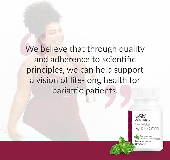 Bariatric Advantage B-12 Speedy Melts, Vitamin B12 1000 mcg Supplement, Fast Melting with 200 mcg of Folic Acid for Nutritional Support - Peppermint, 30 Count