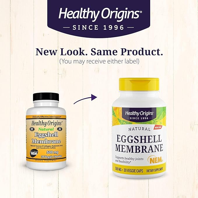 Healthy Origins Eggshell Membrane (NEM), 500 mg - Natural Collagen and Joint Support Supplement - Gluten-Free Supplement - 30 Veggie Capsules