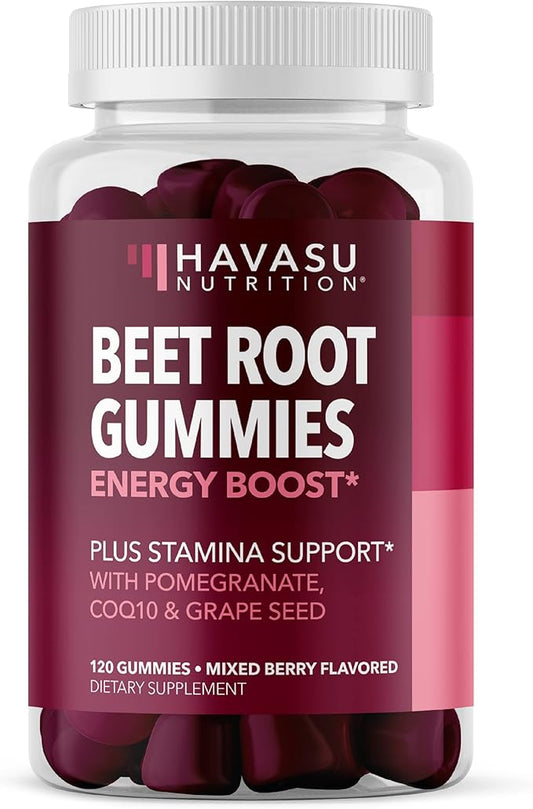 Beet Root Gummies with COQ10 & Pomegranate - Nitric Oxide Supplement for Men and Women - Endurance, Performance, Recovery - Vegan, Non-GMO, Gluten Free - Mixed Berry Flavor, 2 Month Supply