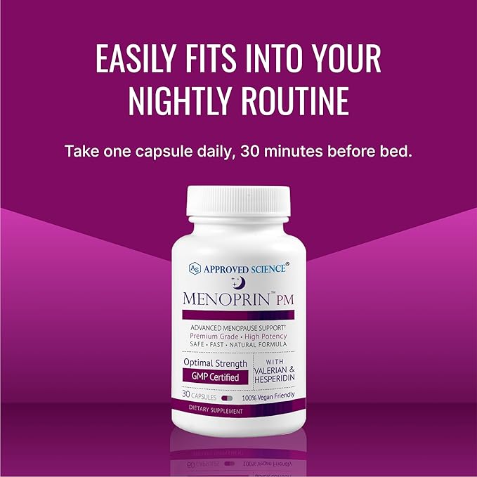 Approved Science Menoprin PM - Advanced Menopause Support - Protykin, Black Cohosh - 1 Bottle Menoprin PM - 30 Capsules - Vegan