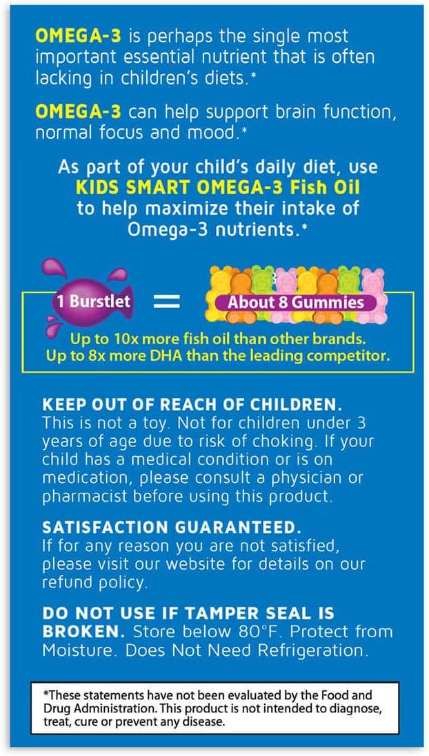 Real Health Bioglan Kids Smart Omega 3 Fish Oil, 30 Chewable Burstlets (Pack of 3)