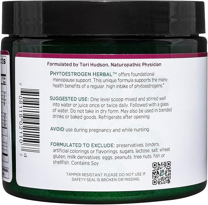 Vitanica Phytoestrogen Herbal Non-GMO PMS, Menopause Relief Supplement for Women, Hormone Balance, Night Sweats & Hot Flash Relief, Soy Isoflavones, Vegan, Powder 8 Oz (Phytoestrogen Herbal)