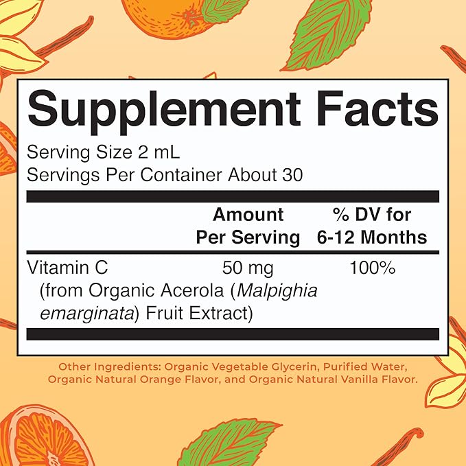 MaryRuth Organics Infant & Baby Vitamin C Supplement | USDA Organic Vitamin C Liquid Drops for Infants | Ages 6-12 Months | Immune Support | Overall Health | Vegan | Non-GMO | Gluten Free | 2 Fl Oz