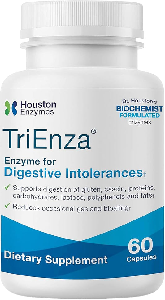 TriEnza - Digestive Enzyme Supplement for Gluten, Casein, Soy, Proteins, Carbohydrates, Fats & Polyphenols - Digestive Enzymes for Women & Men (60 Capsules)