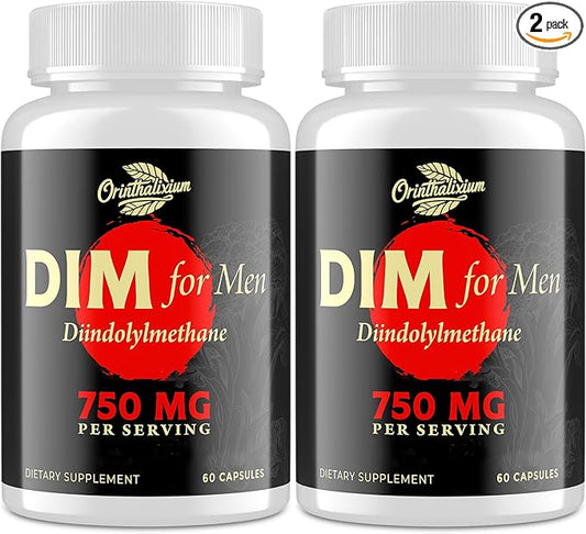 DIM for Men 750MG – Hormone Balance, Estrogen Support for Men, DIM Supplement, Detox, Vitality & Fitness Performance–Chrysin & Black Pepper Extract, 60 Capsules (2 Bottle)