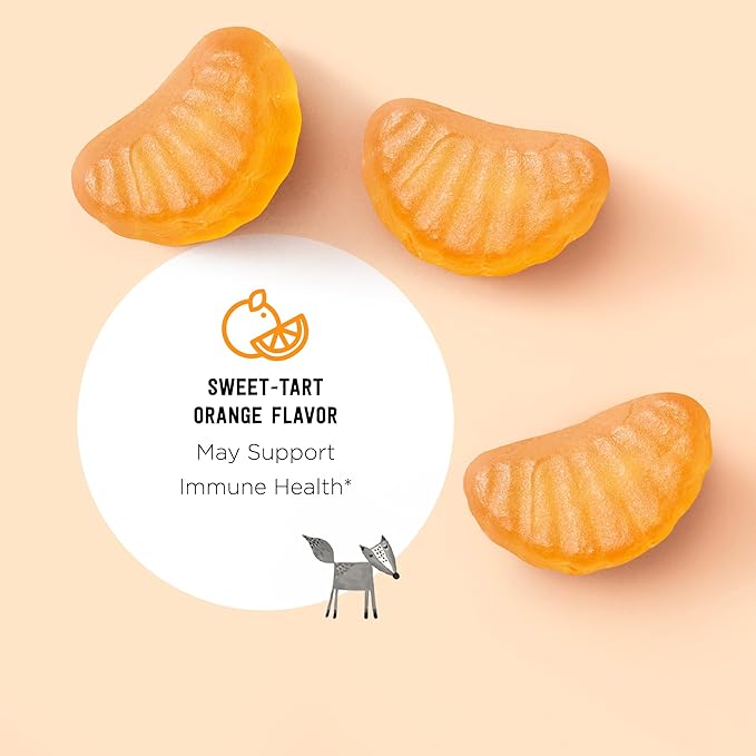 Amazon Brand - Mama Bear Vegan Kids Vitamin C, Orange, 60 Count, Immune Health, 125 mg per Gummy (Pack of 2)