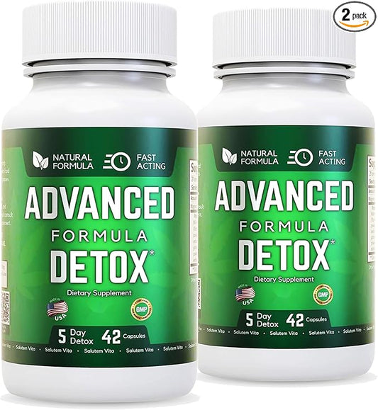 Advanced Detox Cleanse Capsules Pack of 2 |– Natural Detox & Liver Support with Milk Thistle, Licorice Powder, and NAC – 42 Capsules for Men & Women