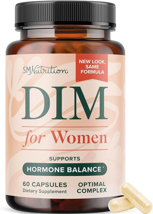 DIM Supplement for Women 250 mg | Estrogen & Hormone Balance | Menopause, Hot Flashes & Night Sweats Support | DIM Complex Estrogen Supplement for Women | with BioPerine | Gluten-Free | 60 Ct