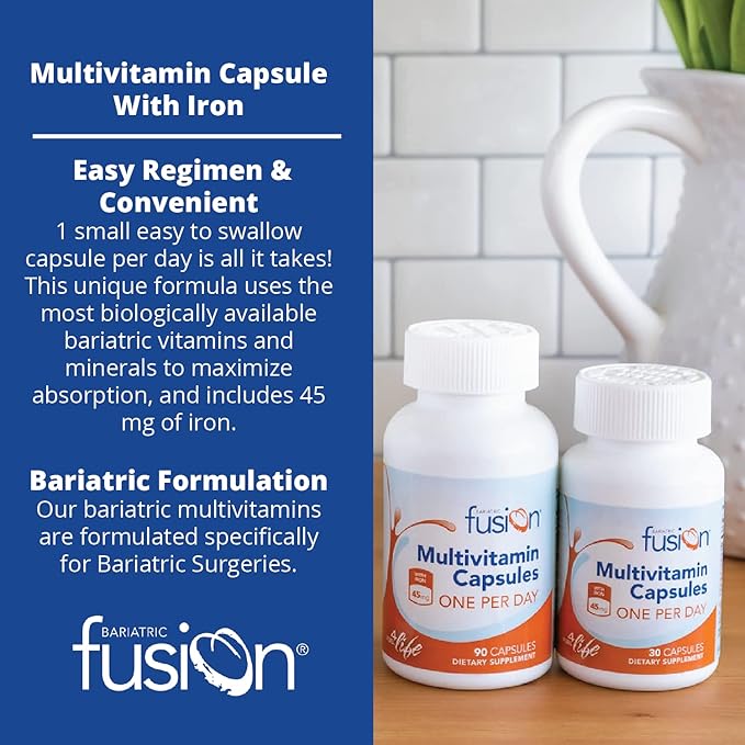 Bariatric Fusion One Per Day Bariatric Multivitamin with Iron | Easy to Swallow Capsule | Vitamin for Bariatric Surgery Patients | Gastric Bypass and Sleeve Gastrectomy | 360 Count | 1 Year Supply