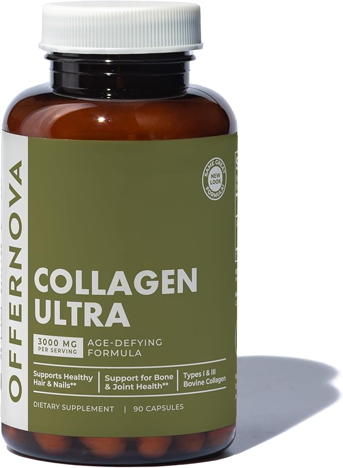 Collagen Ultra Hydrolyzed Collagen Supplements - 3000mg Anti Aging Bovine Collagen Peptides for Healthy Joints, Bones, Hair and Skin. Pastilla de Colageno Hidrolizado, 90 Capsules