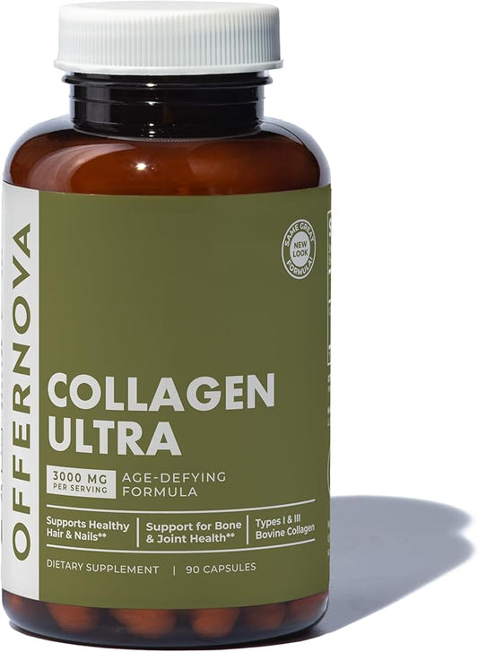 Collagen Ultra Hydrolyzed Collagen Supplements - 3000mg Anti Aging Bovine Collagen Peptides for Healthy Joints, Bones, Hair and Skin. Pastilla de Colageno Hidrolizado, 90 Capsules