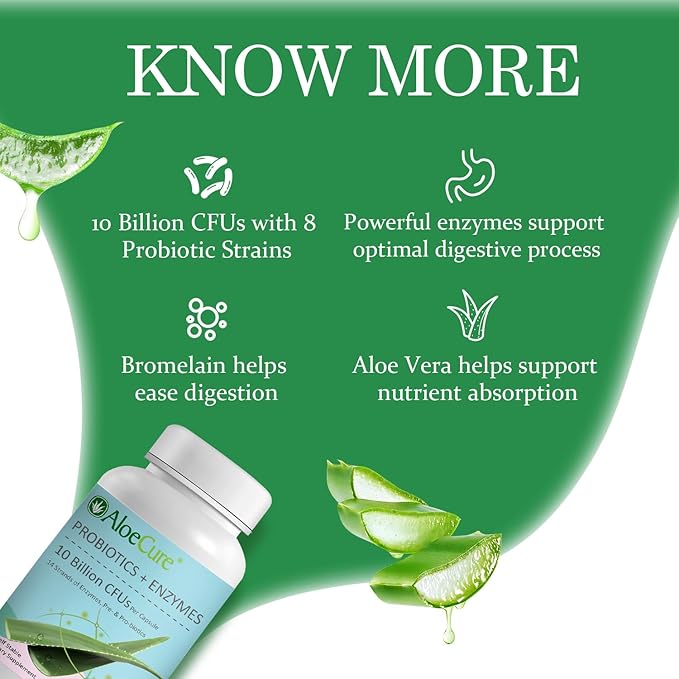 AloeCure Organic Aloe Vera Capsules Pack - 3 Pieces - Melatonin + Collagen, Aloe Vera Capsules, Probiotic + Enzyme