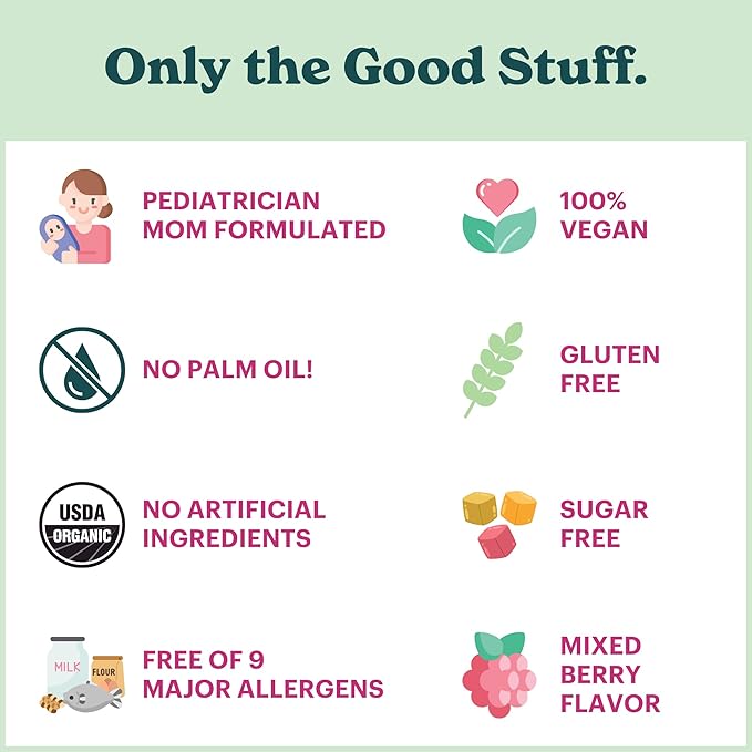 Certified Organic Kids & Teens Probiotic Immune Defense - 5 Billion CFUs | Sugar Free, Vegan, Gluten-Free | 14 Probiotic Strains, Prebiotics, Vitamin C & D | 30 Chewable Tablets, Ages 4+